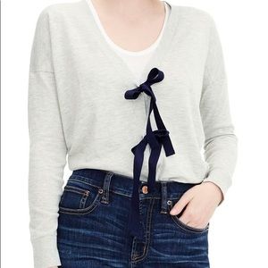 J. Crew Grey Cardigan with Navy Blue Bows
